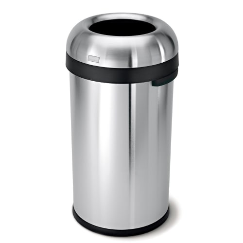 Simplehuman 60 Liter Bullet Open Trash Can, Brushed Stainless Steel